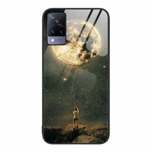 For vivo V21 Colorful Painted Glass Phone Case(Moon)