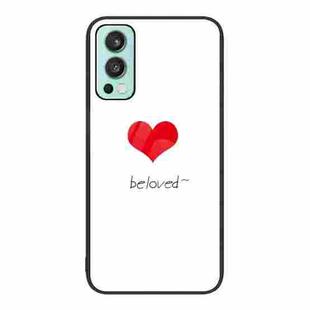 For OnePlus Nord 2 5G Colorful Painted Glass Phone Case(Red Heart)