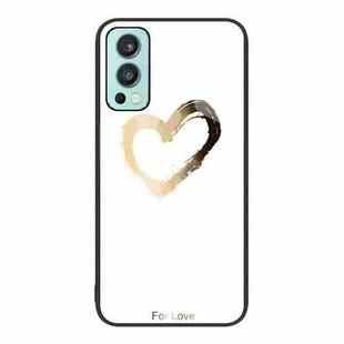 For OnePlus Nord 2 5G Colorful Painted Glass Phone Case(Golden Love)