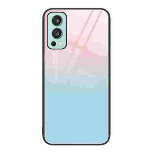 For OnePlus Nord 2 5G Colorful Painted Glass Phone Case(Blue Sky)