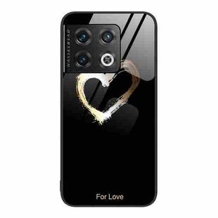 For OnePlus 10 Pro Colorful Painted Glass Phone Case(Black Love)