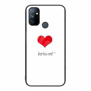 For OnePlus Nord N100 Colorful Painted Glass Phone Case(Red Heart)