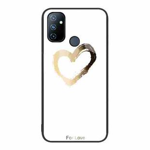 For OnePlus Nord N100 Colorful Painted Glass Phone Case(Golden Love)