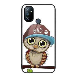 For OnePlus Nord N100 Colorful Painted Glass Phone Case(Owl)