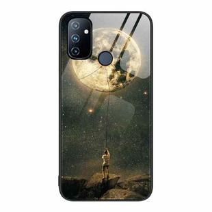 For OnePlus Nord N100 Colorful Painted Glass Phone Case(Moon)