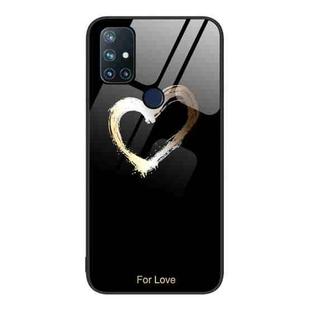 For OnePlus Nord N10 5G Colorful Painted Glass Phone Case(Black Love)