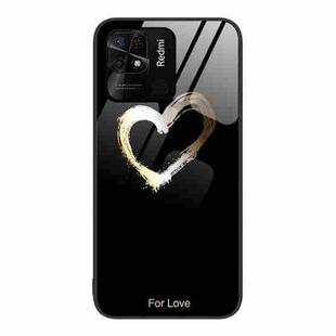For Xiaomi Redmi 10C Colorful Painted Glass Phone Case(Black Love)