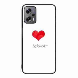 For Xiaomi Redmi Note 11T Pro Colorful Painted Glass Phone Case(Red Heart)