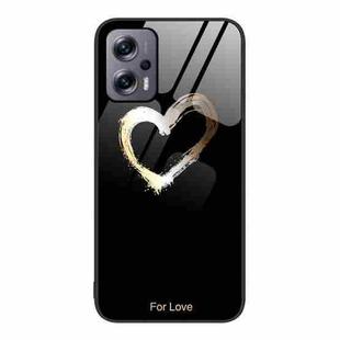 For Xiaomi Redmi Note 11T Pro Colorful Painted Glass Phone Case(Black Love)
