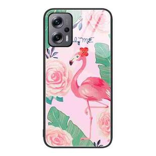 For Xiaomi Redmi Note 11T Pro Colorful Painted Glass Phone Case(Flamingo)