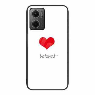 For Xiaomi Redmi Note 11E Colorful Painted Glass Phone Case(Red Heart)