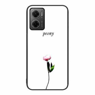 For Xiaomi Redmi Note 11E Colorful Painted Glass Phone Case(A Flower)