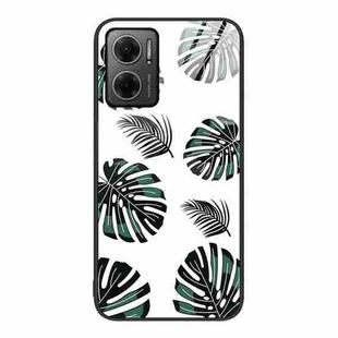 For Xiaomi Redmi Note 11E Colorful Painted Glass Phone Case(Banana Leaf)