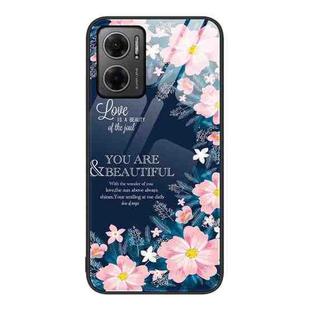 For Xiaomi Redmi Note 11E Colorful Painted Glass Phone Case(Flower)
