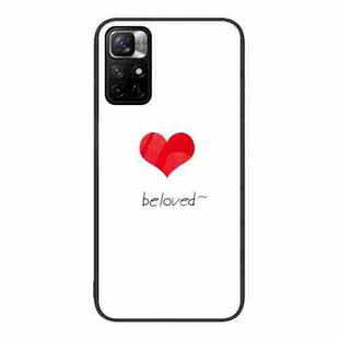 For Xiaomi Redmi Note 11 5G Colorful Painted Glass Phone Case(Red Heart)