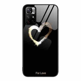 For Xiaomi Redmi Note 11 5G Colorful Painted Glass Phone Case(Black Love)