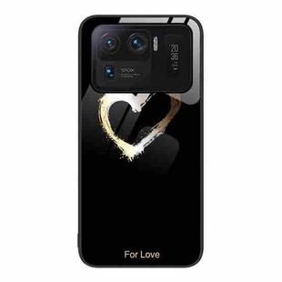 For Xiaomi Mi 11 Ultra Colorful Painted Glass Phone Case(Black Love)