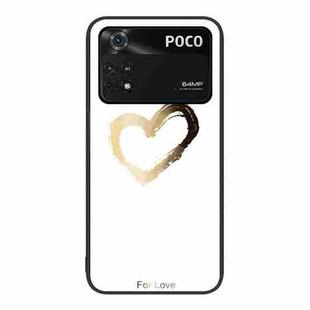 For Xiaomi Poco M4 Pro Colorful Painted Glass Phone Case(Golden Love)