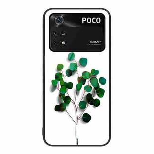 For Xiaomi Poco M4 Pro Colorful Painted Glass Phone Case(Sapling)