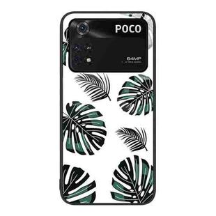 For Xiaomi Poco M4 Pro Colorful Painted Glass Phone Case(Banana Leaf)