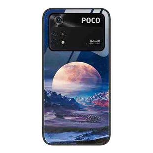 For Xiaomi Poco M4 Pro Colorful Painted Glass Phone Case(Moon Hill)