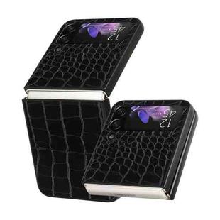 For Samsung Galaxy Z Flip3 5G Leather Shockproof Protective Phone Case(Black Crocodile Texture)