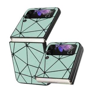 For Samsung Galaxy Z Flip4 Leather Shockproof Protective Phone Case(Green Spider Net Texture)