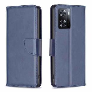 For OPPO A57 4G Lambskin Texture Leather Phone Case(Blue)