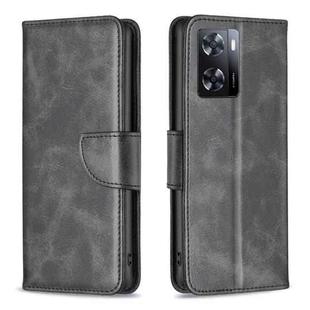 For OPPO A57 4G Lambskin Texture Leather Phone Case(Black)