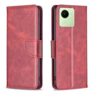 For Realme C30 Lambskin Texture Leather Phone Case(Red)