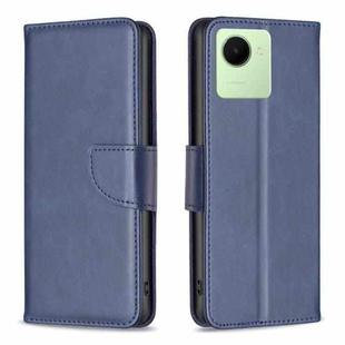 For Realme C30 Lambskin Texture Leather Phone Case(Blue)