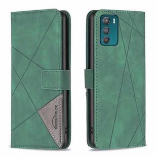 For Motorola Moto G42 4G Magnetic Buckle Rhombus Texture Leather Phone Case(Green)