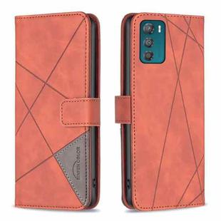 For Motorola Moto G42 4G Magnetic Buckle Rhombus Texture Leather Phone Case(Brown)