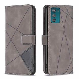 For Motorola Moto G42 4G Magnetic Buckle Rhombus Texture Leather Phone Case(Grey)