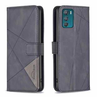 For Motorola Moto G42 4G Magnetic Buckle Rhombus Texture Leather Phone Case(Black)