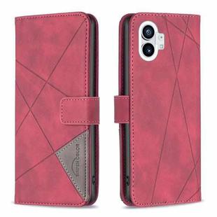 For Nothing Phone 1 Magnetic Buckle Rhombus Texture Leather Phone Case(Red)