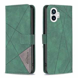 For Nothing Phone 1 Magnetic Buckle Rhombus Texture Leather Phone Case(Green)