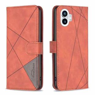 For Nothing Phone 1 Magnetic Buckle Rhombus Texture Leather Phone Case(Brown)