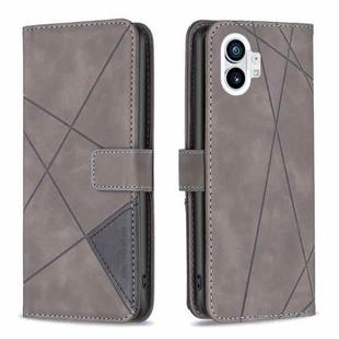 For Nothing Phone 1 Magnetic Buckle Rhombus Texture Leather Phone Case(Grey)