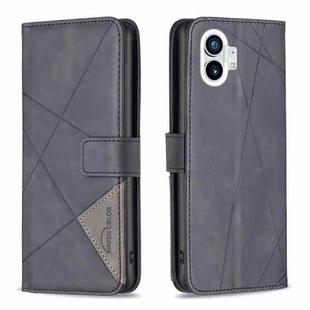 For Nothing Phone 1 Magnetic Buckle Rhombus Texture Leather Phone Case(Black)