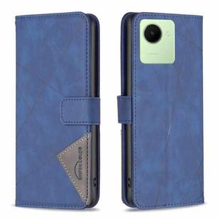 For Realme C30 Magnetic Buckle Rhombus Texture Leather Phone Case(Blue)