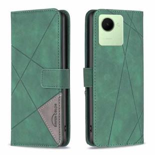 For Realme C30 Magnetic Buckle Rhombus Texture Leather Phone Case(Green)