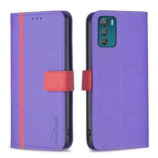 For Motorola Moto G42 4G BF13 Color Matching Cross Texture Leather Phone Case(Purple)