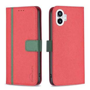 For Nothing Phone 1 BF13 Color Matching Cross Texture Leather Phone Case(Red)