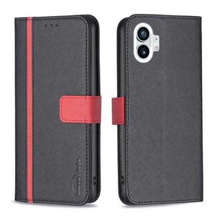 For Nothing Phone 1 BF13 Color Matching Cross Texture Leather Phone Case(Black)