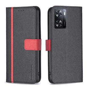 For OPPO A57 4G BF13 Color Matching Cross Texture Leather Phone Case(Black)