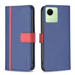 For Realme C30 BF13 Color Matching Cross Texture Leather Phone Case(Blue)