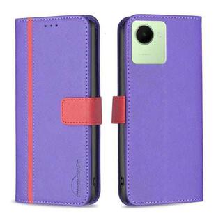 For Realme C30 BF13 Color Matching Cross Texture Leather Phone Case(Purple)