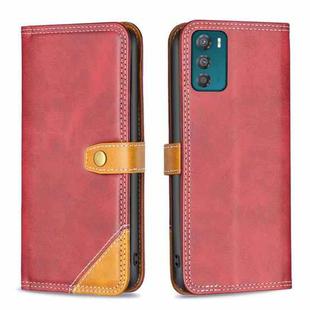 For Motorola Moto G42 4G Color Matching Double Sewing Thread Leather Phone Case(Red)