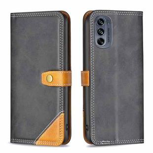 For Motorola Moto G62 Color Matching Double Sewing Thread Leather Phone Case(Black)